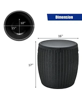 Patio 4-in-1 Rattan Cocktail Table – Multi-Functional Cool Bar, Side & Storage