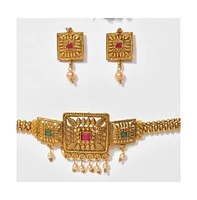 Sohi Women's Gold Plated Designer Stone Jewellery Set
