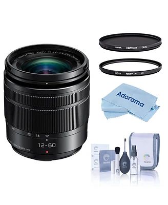 Panasonic Lumix G Vario 12-60mm f/3.5-5.6 Aspherical Lens for Micro Four Thirds, Black, Bundle with Hoya 58mm Uv and Cpl Filters