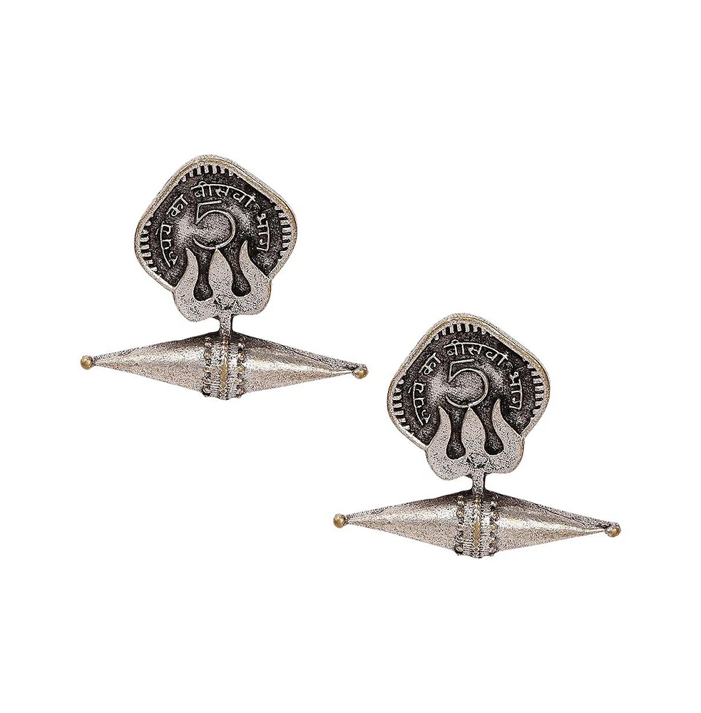 Sohi Women's Oxidised Stud Earrings