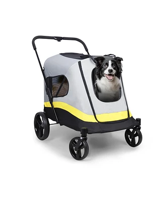 Bingopaw 4 Wheel Medium-Large Dog Stroller With 3 Zipper Doors