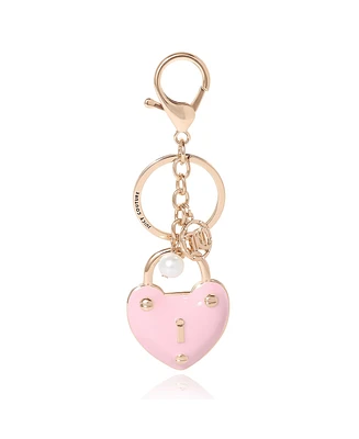 Juicy Couture Heart Lock Keychain – Chic Pink & Gold Fashion Accessory