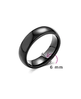 Bling Jewelry Plain Simple Dome Black Silver Rose Gold Plated Titanium Band Ring Comfort Fit 6MM