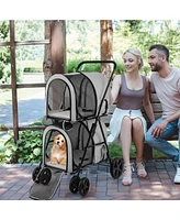 4-in-1 Double Pet Stroller with Detachable Carrier and Travel Carriage – Multi-functional Solution