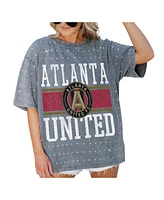 Gameday Couture Women's Gray Atlanta United Fc Oversized Mini Rhinestone Classic T-Shirt