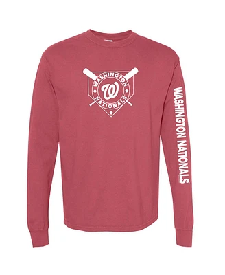 Soft As A Grape Women's Red Washington Nationals Pigment Dye Long Sleeve T-Shirt