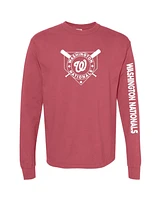 Soft As A Grape Women's Red Washington Nationals Pigment Dye Long Sleeve T-Shirt