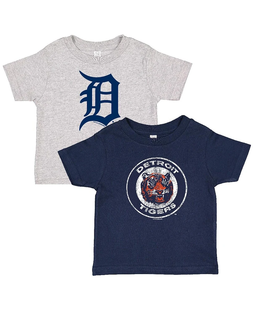 Soft As A Grape Toddler 2-Pack Navy/Heather Gray Detroit Tigers Cooperstown Collection T-Shirt Set
