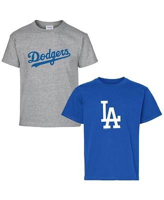 Soft As A Grape Big Boys and Girls 2-Pack Royal/Gray Los Angeles Dodgers T-Shirt Set