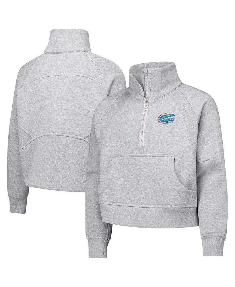 Garb Big Girls Gray Florida Gators Dawn Raglan Fleece Cropped Half-Zip Sweatshirt