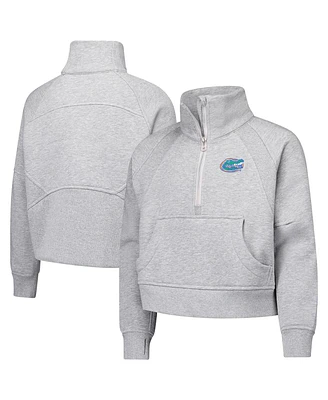 Garb Big Girls Gray Florida Gators Dawn Raglan Fleece Cropped Half-Zip Sweatshirt
