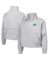 Garb Big Girls Gray Florida Gators Dawn Raglan Fleece Cropped Half-Zip Sweatshirt