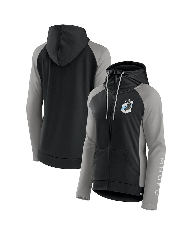 Fanatics Women's Black/Gray Minnesota United Fc Interlock Lightweight Full-Zip Jacket