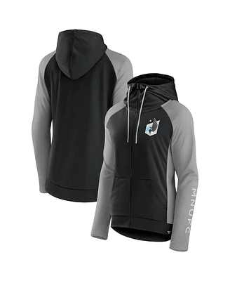 Fanatics Women's Black/Gray Minnesota United Fc Interlock Lightweight Full-Zip Jacket