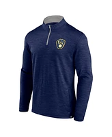Fanatics Men's Heather Navy Milwaukee Brewers Fundamentals Quarter-Zip Pullover Sweatshirt