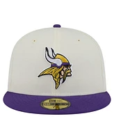 New Era Men's White/Purple Minnesota Vikings Main 59FIFTY Fitted Hat