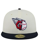 New Era Men's Cream Cleveland Guardians Chrome 59FIFTY Fitted Hat