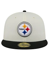 New Era Men's White/Black Pittsburgh Steelers Main 59FIFTY Fitted Hat