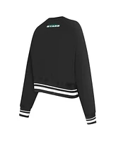 Pro Standard Women's Black Dallas Stars Area Code Cropped Pullover Sweatshirt