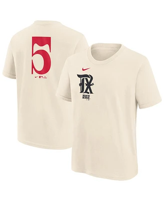 Nike Big Boys and Girls Corey Seager Natural Texas Rangers Fuse City Connect Name Number T-Shirt