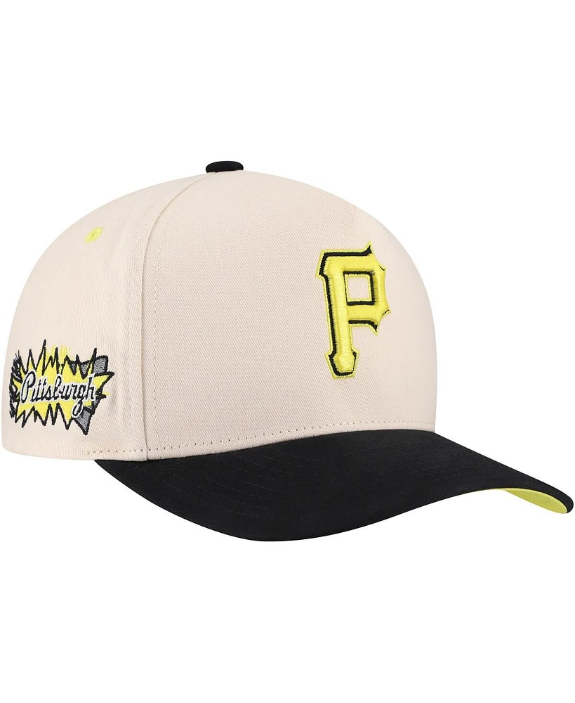 Mitchell & Ness Men's Cream Pittsburgh Pirates Overspray Pro Pinch Snapback Hat