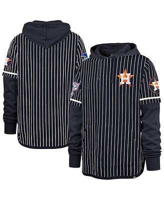 '47 Brand Men's Navy Houston Astros Pinstripe Double Header Pullover Hoodie