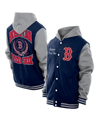 New Era Men's Navy Boston Red Sox Throwback Prep Full-Snap Hoodie Jacket