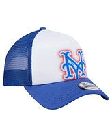 New Era Toddler White/Royal New York Mets Painted A-Frame 9FORTY Trucker Adjustable Hat