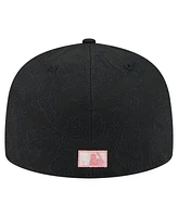 New Era Men's Black Florida Marlins Cooperstown Collection Tonal Koi 59FIFTY Fitted Hat