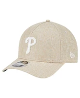 New Era Men's Beige Philadelphia Phillies Cotton Weave M-Crown A-Frame 9FORTY Adjustable Hat