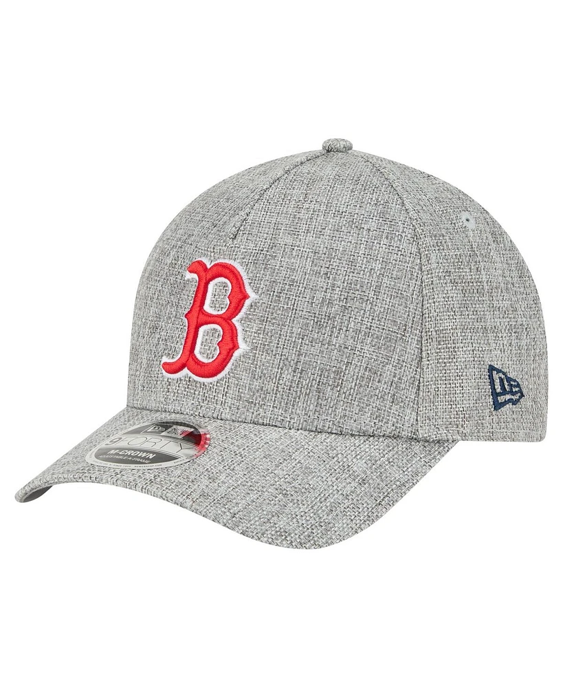 New Era Men's Gray Boston Red Sox Cotton Weave M-Crown A-Frame 9FORTY Adjustable Hat