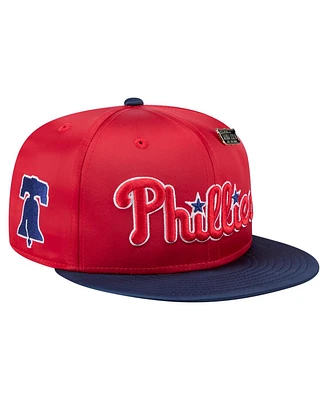 New Era Men's Red/Navy Philadelphia Phillies Satin 59FIFTY Fitted Hat