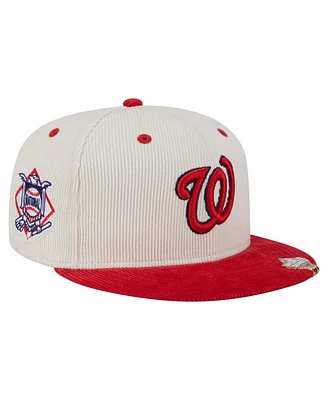 New Era Men's Cream/Red Washington Nationals Two-Tone Corduroy 59FIFTY Fitted Hat