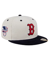New Era Men's Cream/Navy Boston Red Sox Two-Tone Corduroy 59FIFTY Fitted Hat