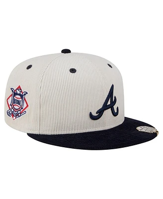 New Era Men's Cream/Navy Atlanta Braves Two-Tone Corduroy 59FIFTY Fitted Hat