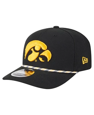 New Era Men's Black Iowa Hawkeyes Game Day Multi-Rope 9SEVENTY Stretch-Snap Hat