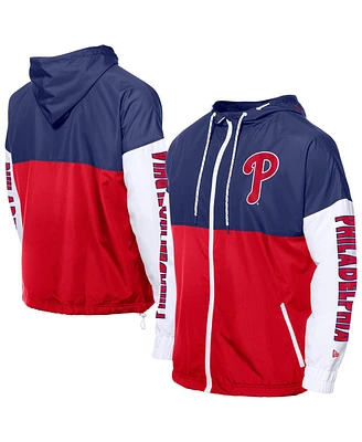 New Era Men's Red/Royal Philadelphia Phillies Color Block Full-Zip Hoodie Windbreaker Jacket