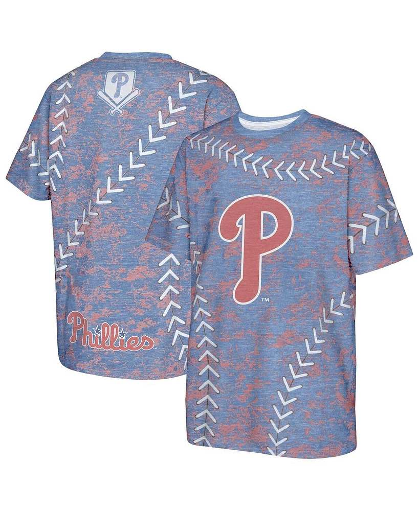 Outerstuff Big Boys and Girls Royal Philadelphia Phillies Slide Score Bold T-Shirt