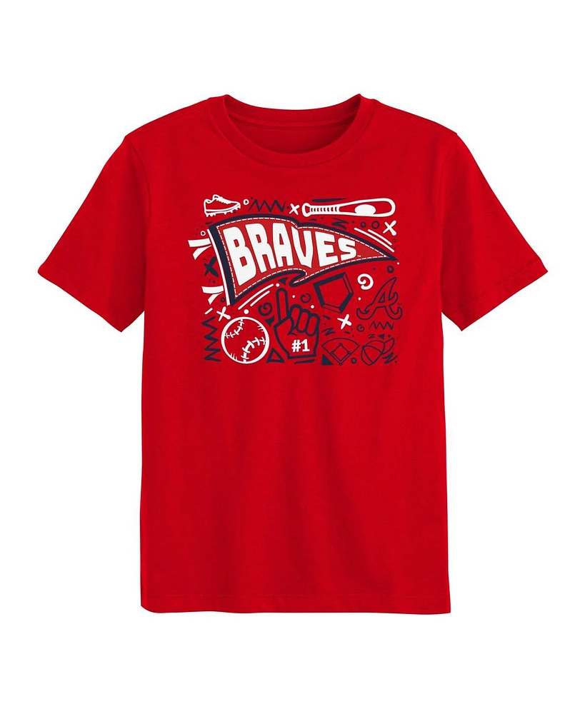 Outerstuff Little Boys and Girls Red Atlanta Braves Ball Park Fun T-Shirt