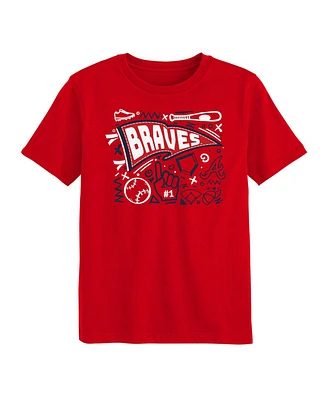 Outerstuff Little Boys and Girls Red Atlanta Braves Ball Park Fun T-Shirt