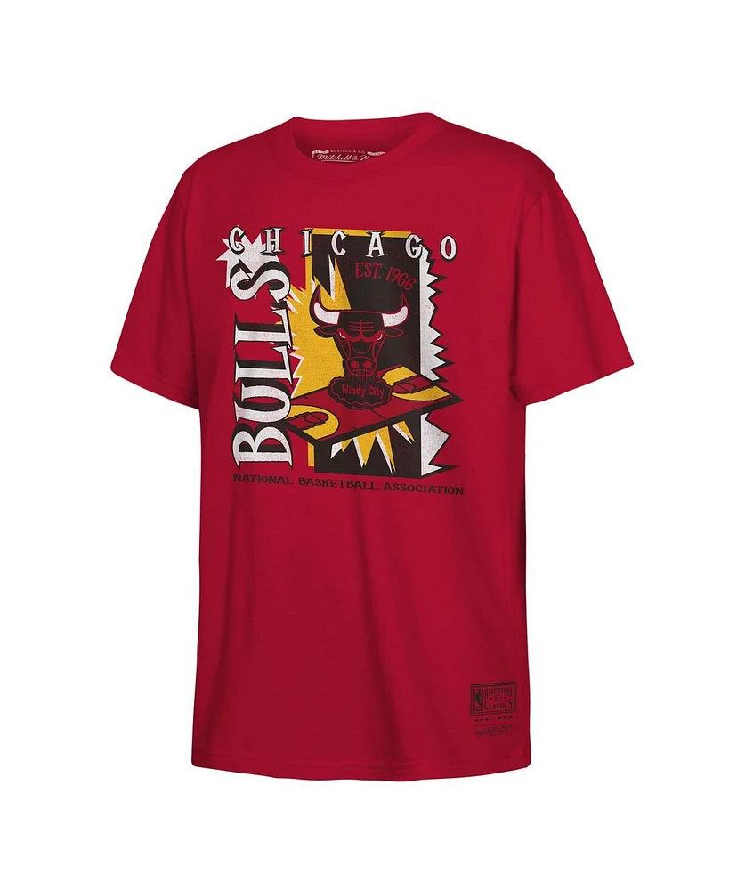 Mitchell & Ness Big Boys and Girls Red Chicago Bulls Retro '90s Poster T-Shirt