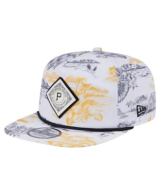 New Era Men's White Pittsburgh Pirates Printed Island Golfer Snapback Hat