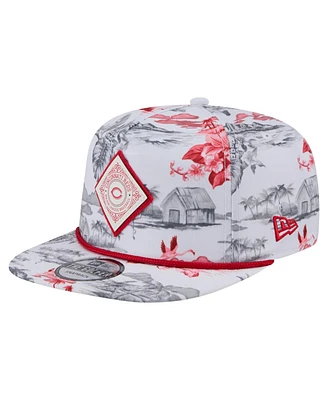 New Era Men's White Cincinnati Reds Printed Island Golfer Snapback Hat