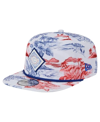 New Era Men's White Chicago Cubs Printed Island Golfer Snapback Hat