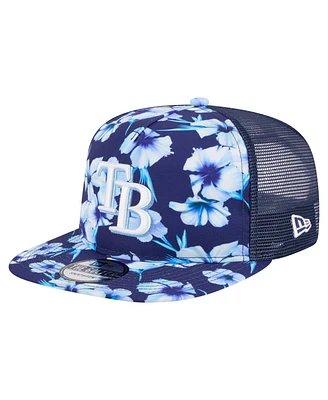 New Era Men's Navy Tampa Bay Rays Adventure Pattern Golfer Trucker Snapback Hat