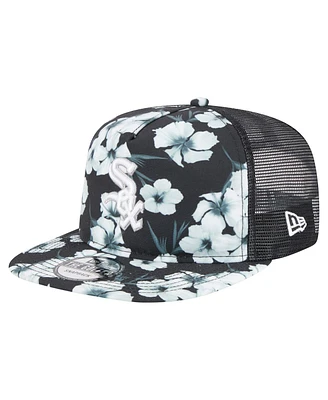 New Era Men's Black Chicago White Sox Adventure Pattern Golfer Trucker Snapback Hat