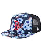 New Era Men's Navy Boston Red Sox Adventure Pattern Golfer Trucker Snapback Hat