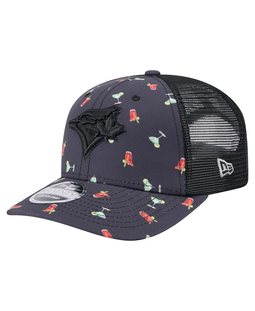 New Era Men's Black Toronto Blue Jays Adventure Drinks Pattern 9SEVENTY Stretch-Snap Hat