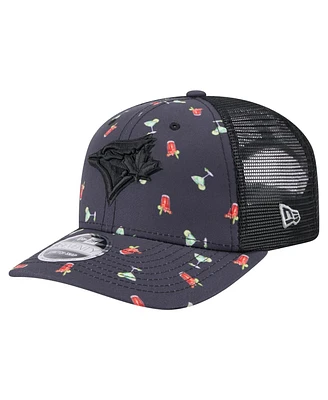 New Era Men's Black Toronto Blue Jays Adventure Drinks Pattern 9SEVENTY Stretch-Snap Hat