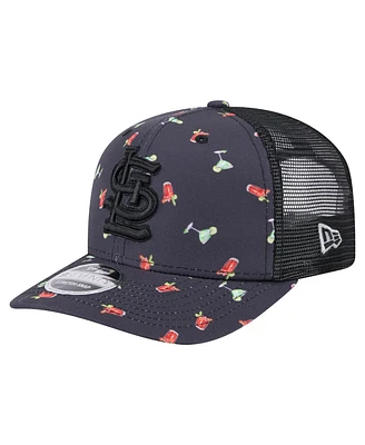 New Era Men's Black St. Louis Cardinals Adventure Drinks Pattern 9SEVENTY Stretch-Snap Hat